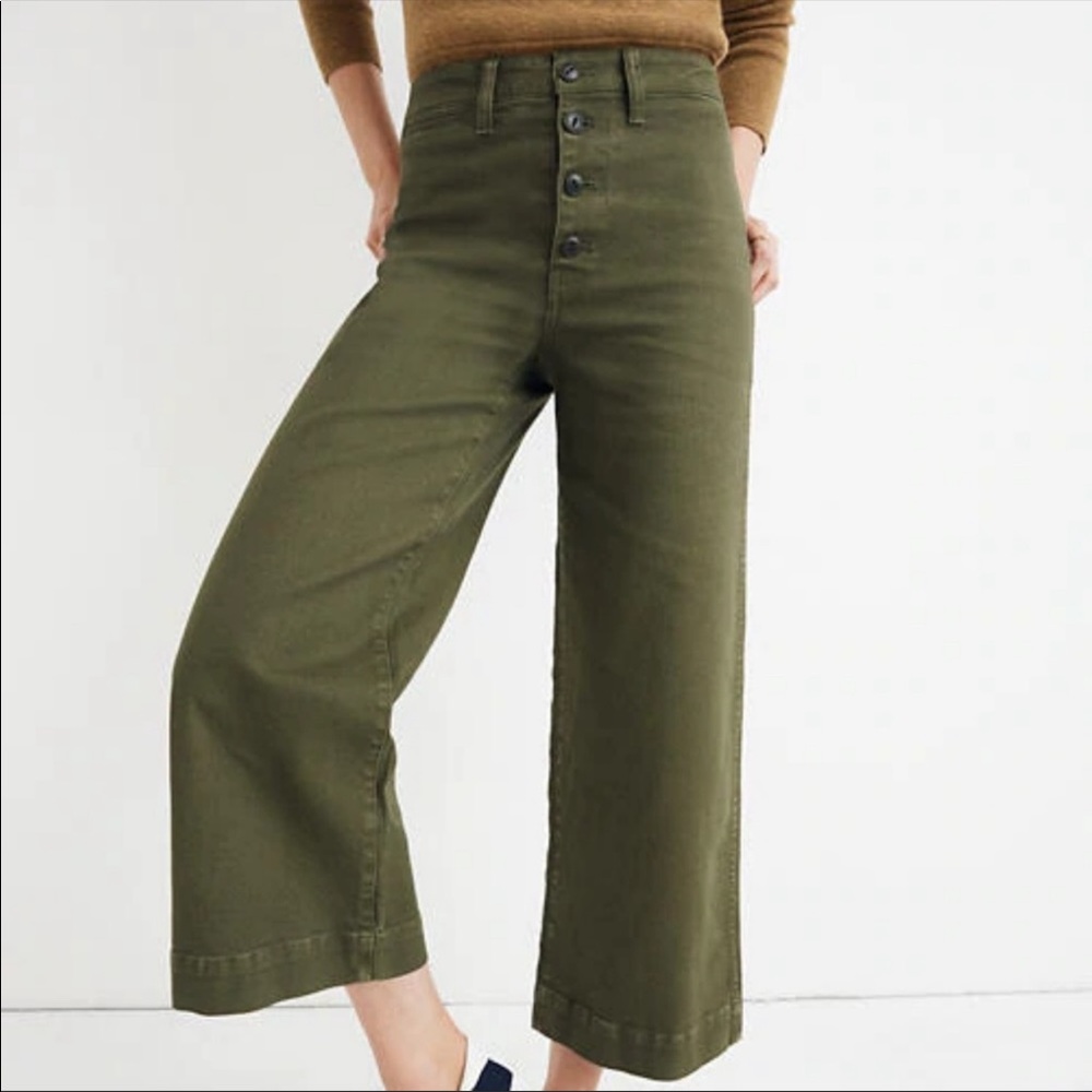 Madewell Olive Wide Leg Crop Pants